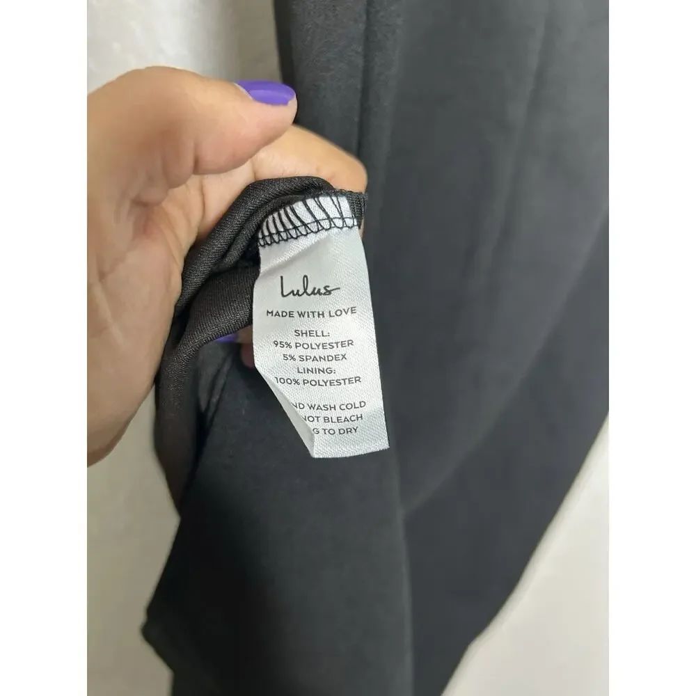 Lulus Shape the Night Black LBD Asymmetrical‎ Midi Dress Bodycon Sleeveless XL